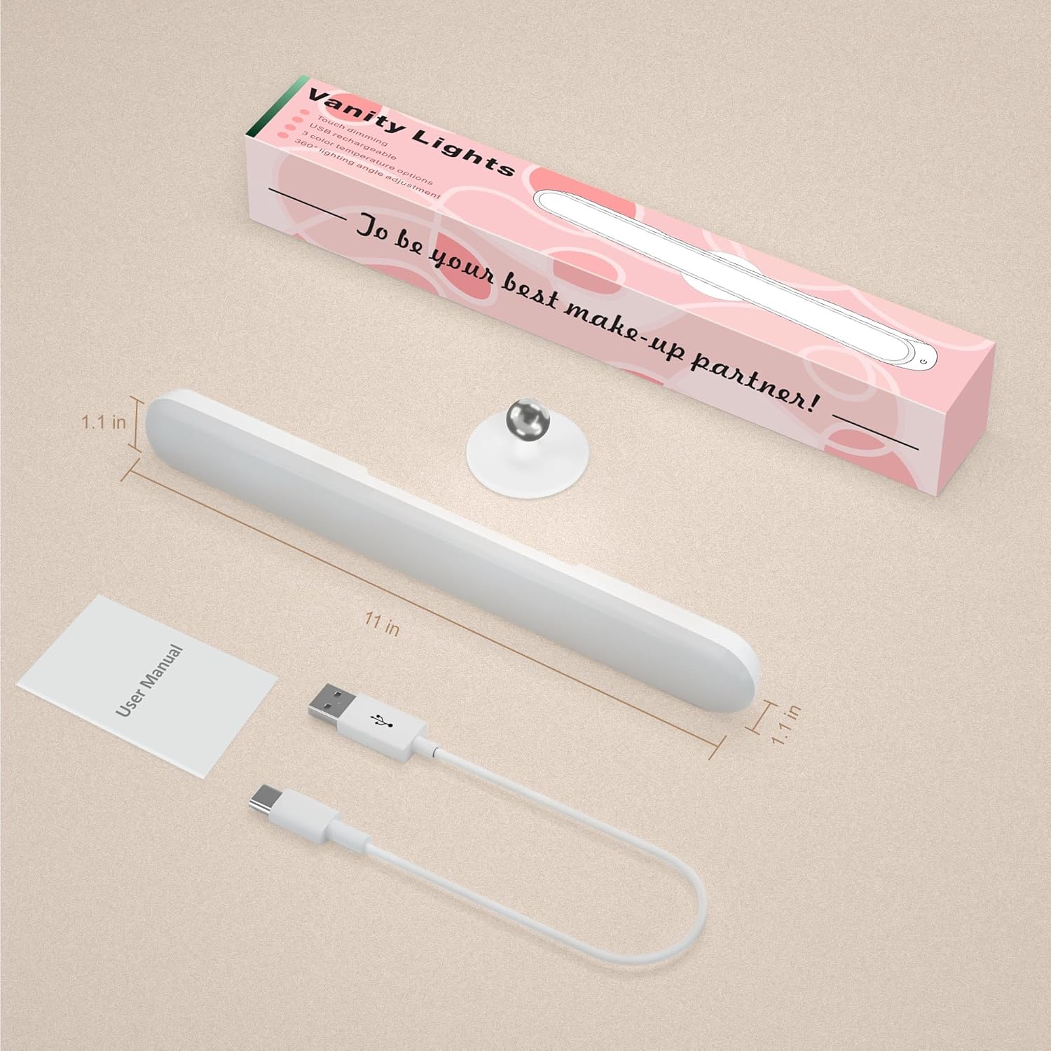 LuminGlow Battery Powered Mirror Light – Flameless Alternative to Candles for Bathroom Counters