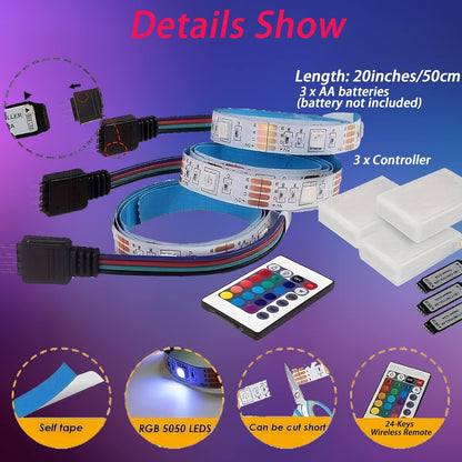 LuminGlow Cordless LED Strip Lights – Ambient Under-Cabinet Lighting for Kitchen and Living Room Atmosphere