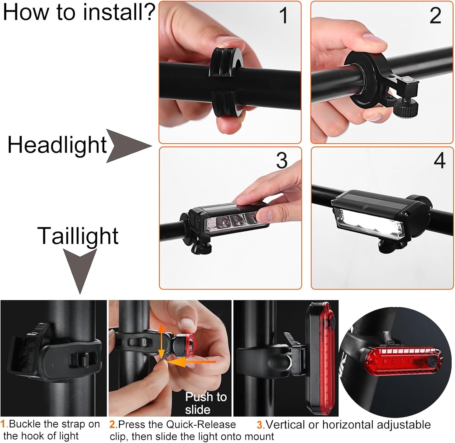 Luminoak LED Bike Headlight and Taillight – Useful Outdoor Gift for Him or Her Who Loves Night Cycling, Hiking, and Weekend Rides