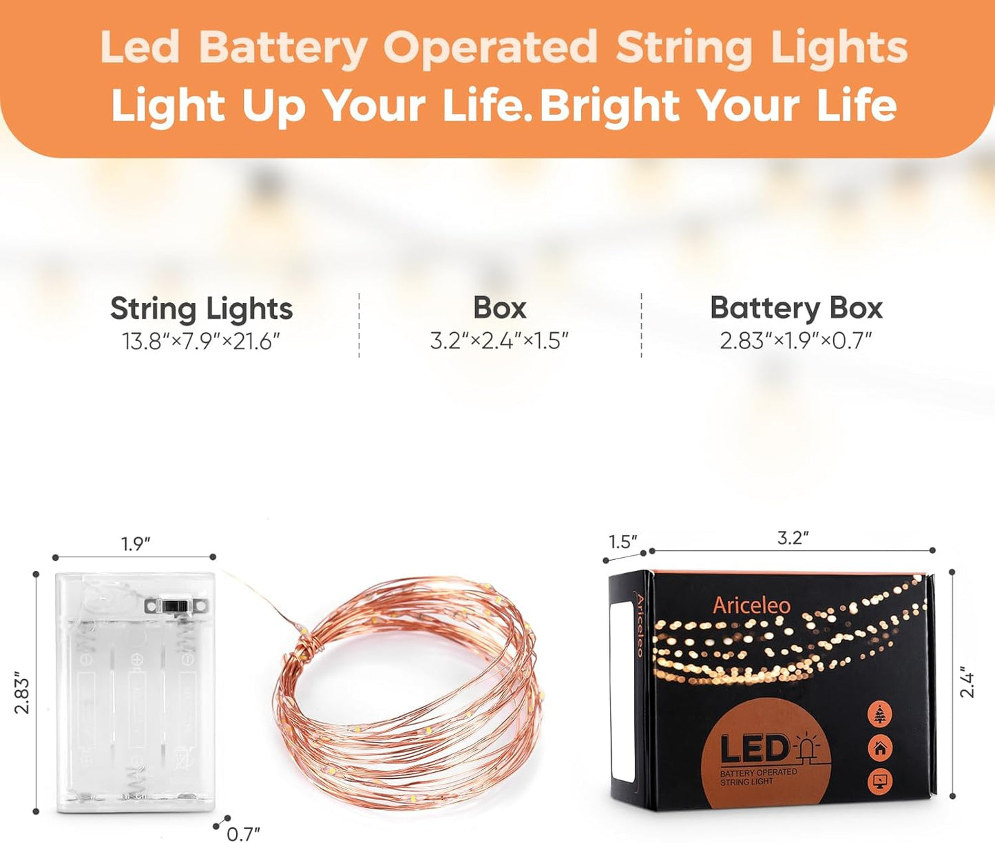 Lumist LED String Lights – Kids Room Decor with No Flame and No Wax, Warm White Battery Lights for Bedtime
