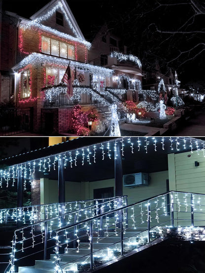 Lumivox Icicle Lights – Christmas Gift for Mom and Home Decor Lovers with Remote and Dimmable Cascading Glow