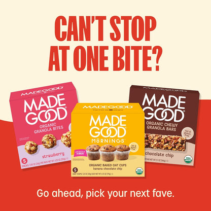 MadeGood Mornings Soft-Baked Oat Bars – Vegan Gluten-Free Pantry Staple for Nut-Free Classrooms, 30-Count Variety Pack