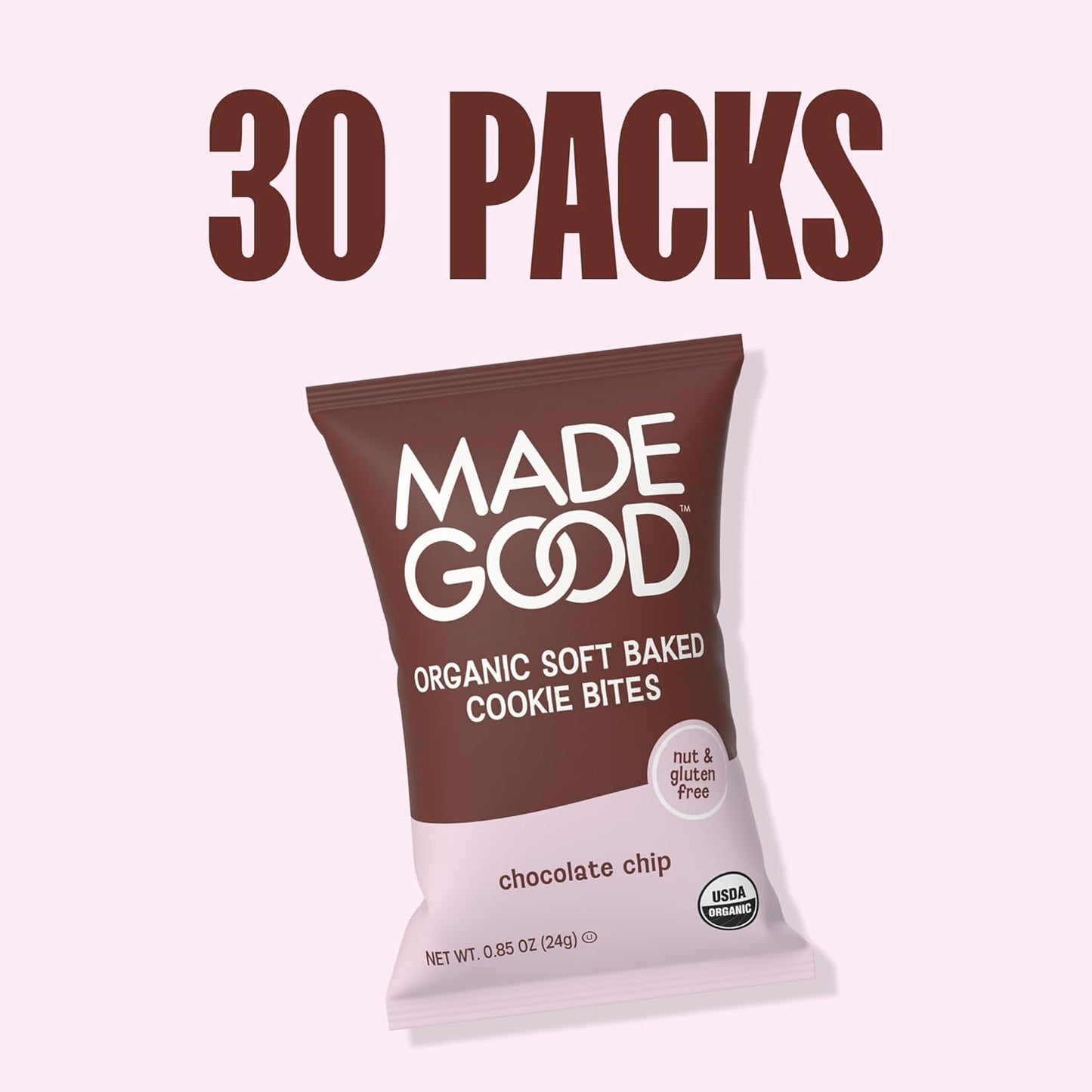 MadeGood Soft Baked Cookies – School-Safe Treat Free From Common Allergens for Worried Parents, 30 Count