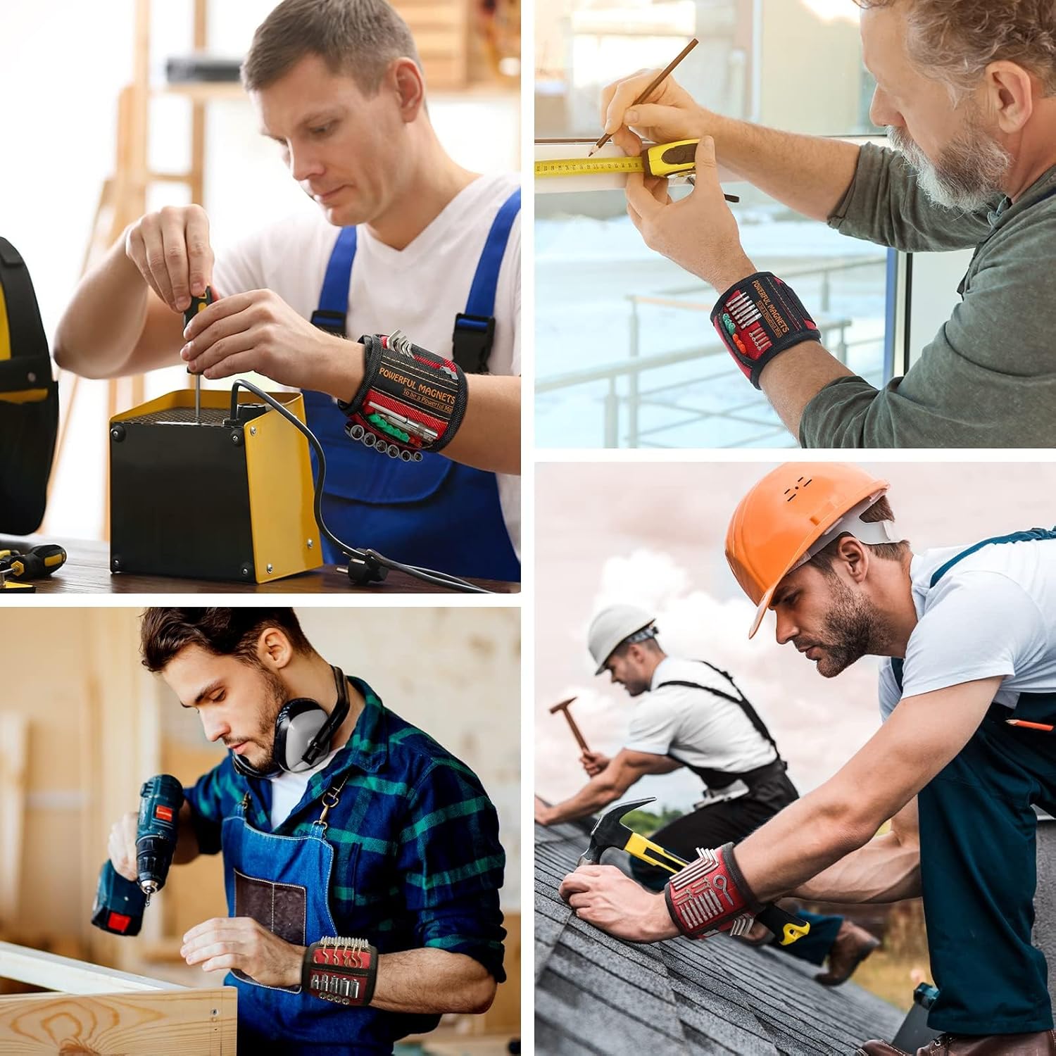 Magnetic Wristband with Pockets – Job Site Productivity Band for Carpenters, Mechanics & Electricians