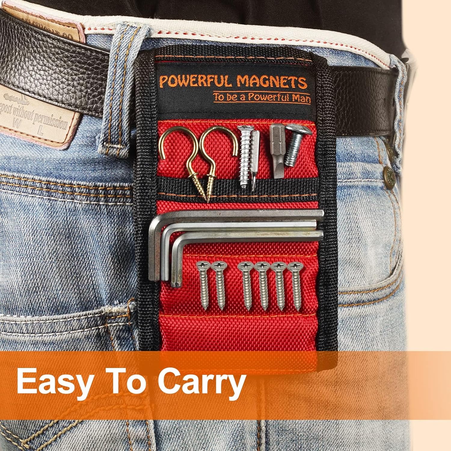 Magnetic Wristband with Pockets – Job Site Productivity Band for Carpenters, Mechanics & Electricians
