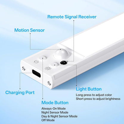 MCGOR Wireless Motion Sensor Light – Practical Holiday Gift for Mom and Dad, Rechargeable LED Bar with Timer