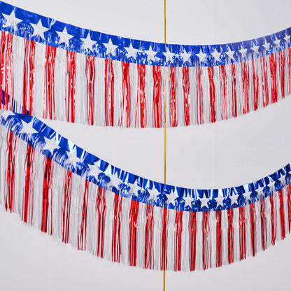 Mega-L 4th of July Tinsel Streamers 40 Feet – Shimmering Star Pattern for Bedroom & Dining Decor