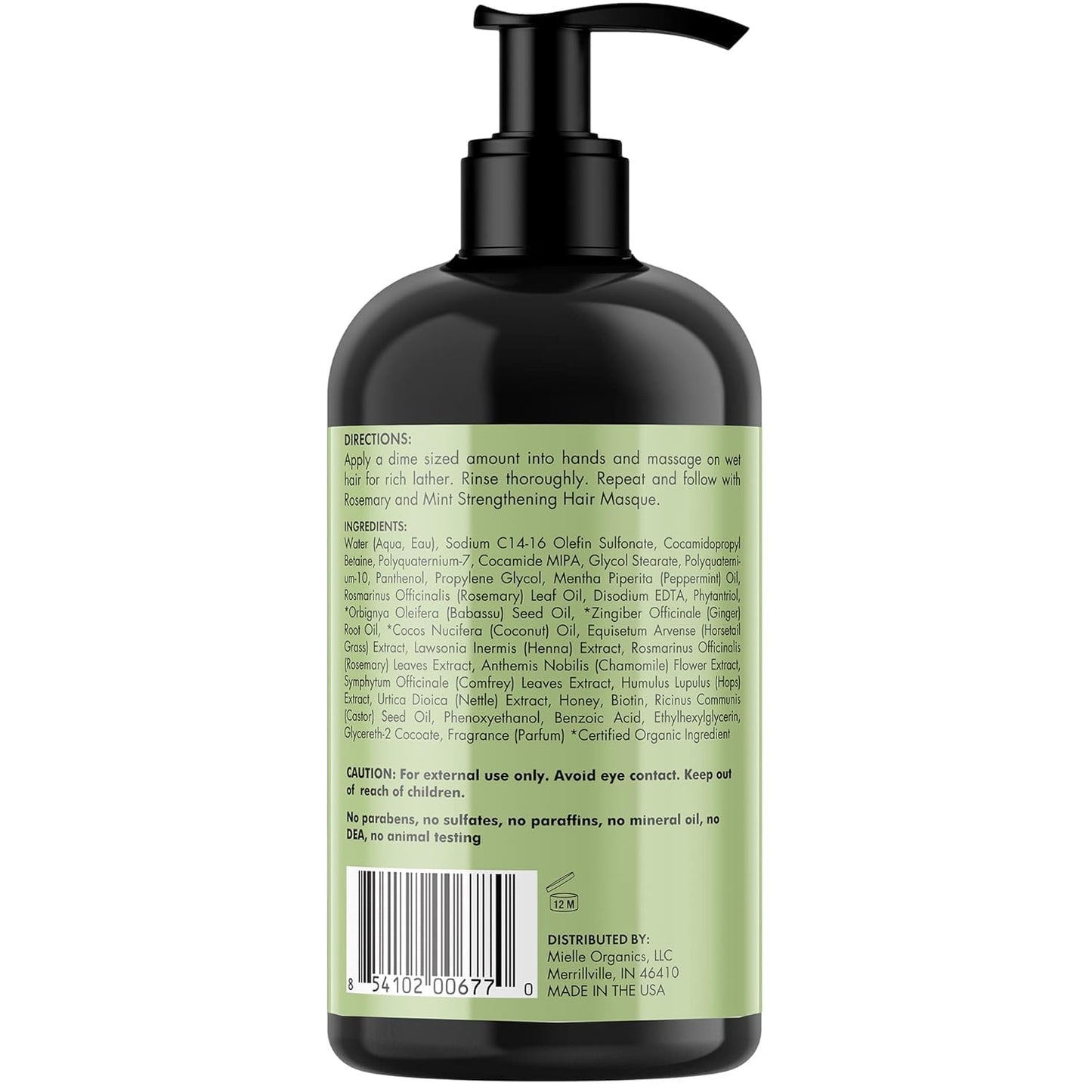 Mielle Organics Rosemary Mint Biotin Shampoo – Stimulating Herbal Fragrance Wash for a Spa-Like Self-Care Scalp Refresh, 20 oz