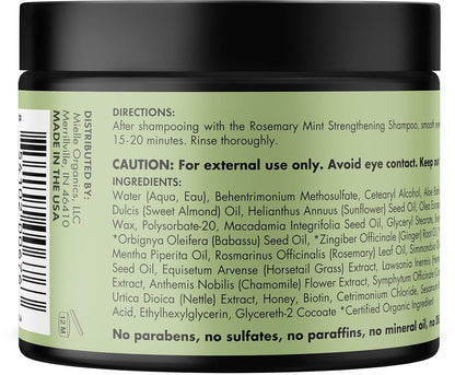 Mielle Organics Rosemary Mint Hair Masque – Salon-Quality Deep Conditioning Treatment Crafted with Organic Coconut Oil and Honey, 12 Ounce