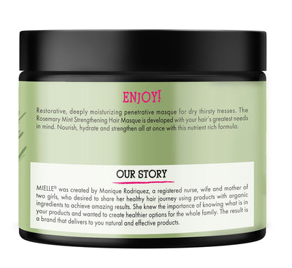 Mielle Organics Rosemary Mint Hair Masque – Salon-Quality Deep Conditioning Treatment Crafted with Organic Coconut Oil and Honey, 12 Ounce