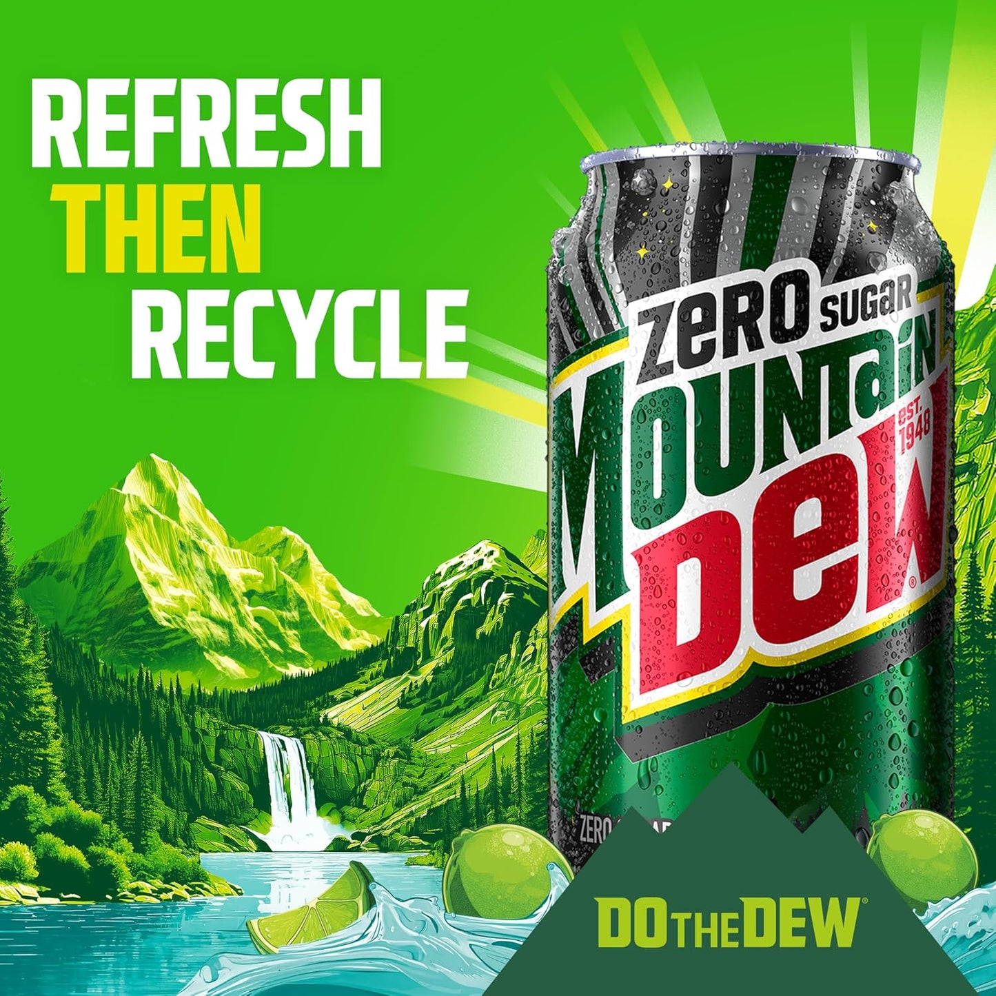 Mountain Dew Zero Sugar Soda – Zero-Sugar Citrus Pack for Man Cave Gatherings and Garage Parties, 12 Pack