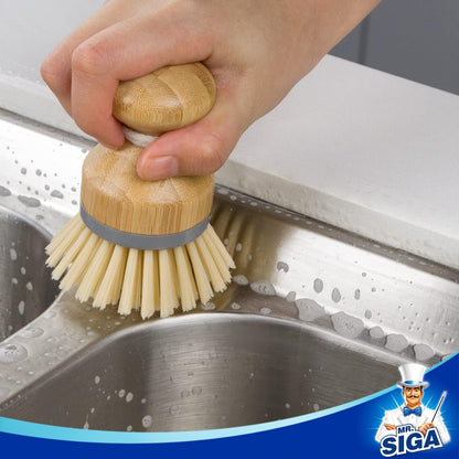 MR.SIGA Bamboo Palm Brush – Eco-Friendly Gift for Mom, Practical Kitchen Cleaning Set