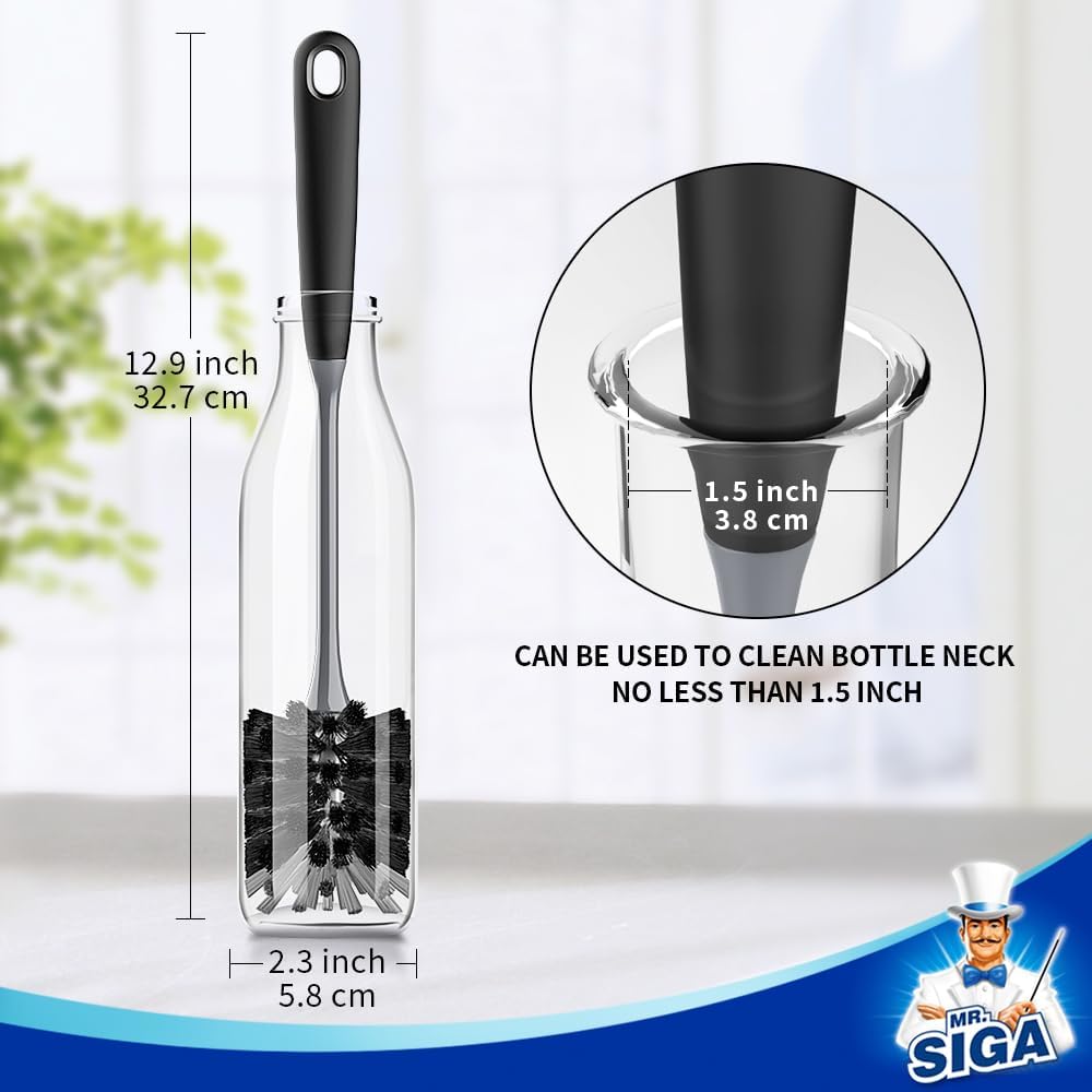 MR.SIGA Flexible Bottle Cleaning Brush – Self-Care Kitchen Tool for Clean Reusable Bottles and Calorie-Counting Hydration, 2 Pack