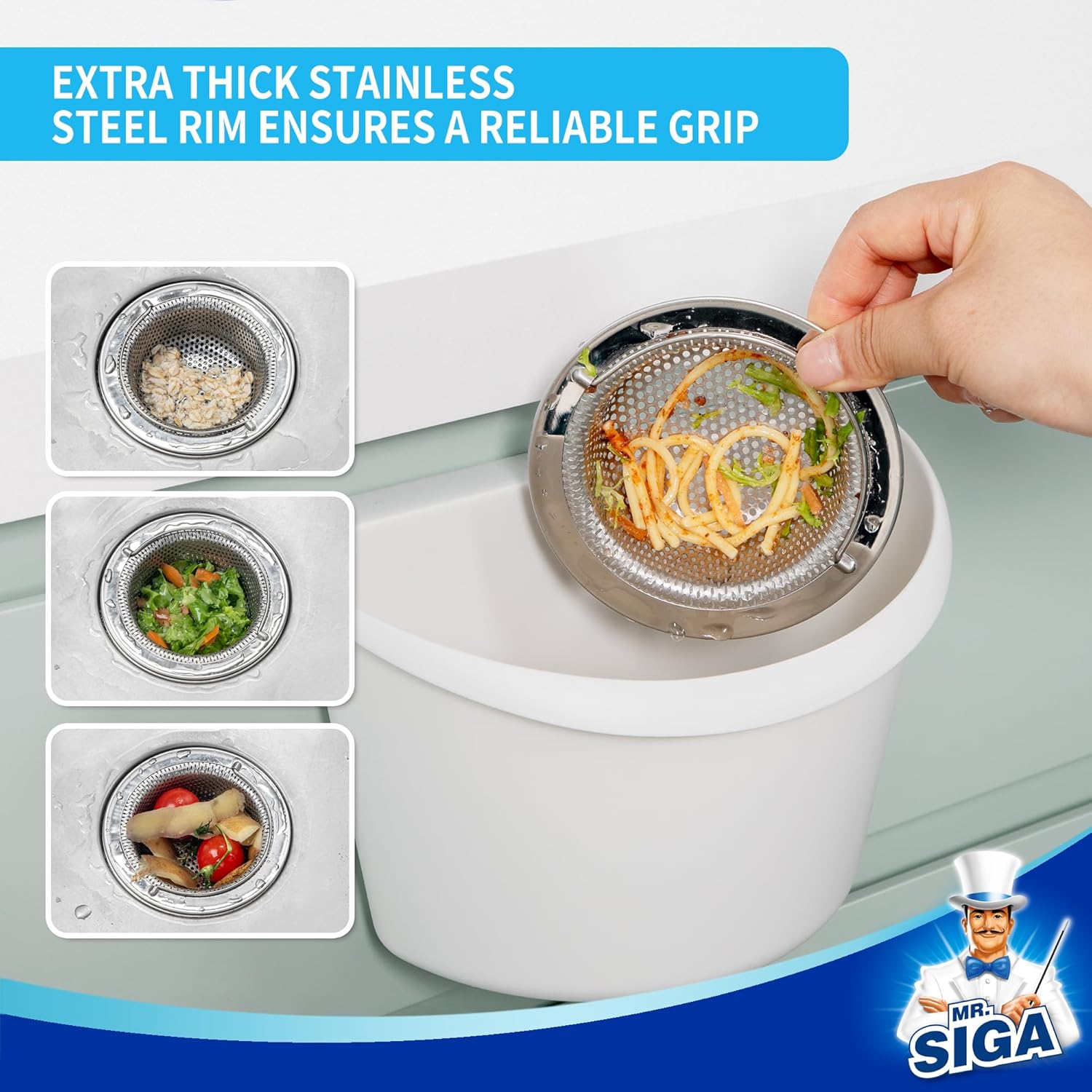 MR.SIGA Kitchen Drain Strainer – Easy-Clean Tool for Stress-Free Family Meal Prep
