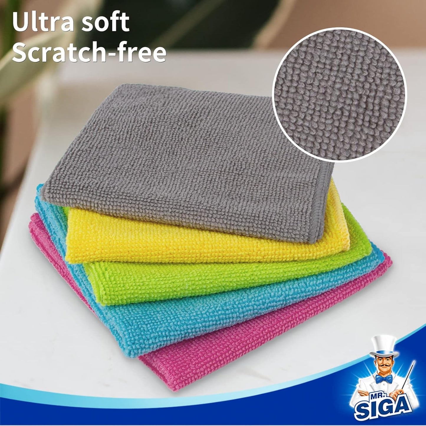 MR.SIGA Microfiber Cleaning Cloths – High-Absorbency Office Pantry Towels to Power Through Quick Cleanups