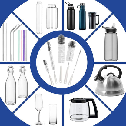 MR.SIGA Minimalist Bottle Cleaning Set, Neutral-Toned Brush & Holder for Intentional Counter Spaces