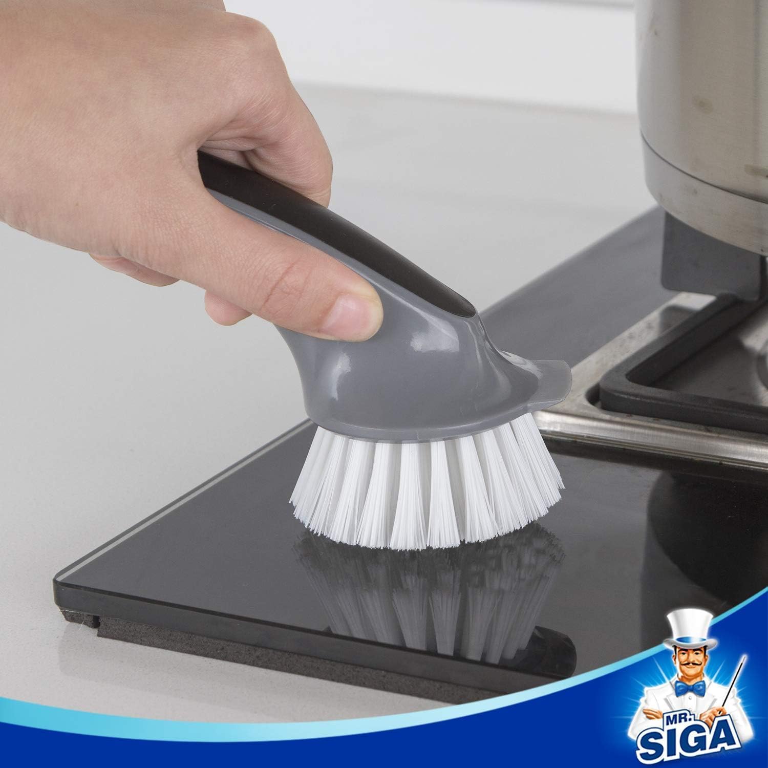 MR.SIGA Minimalist Dish Brush 2-Pack, Clean-Lined Cookware Scrubber for Intentional Homes, Residue Removal