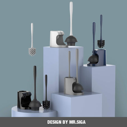 MR.SIGA Plunger and Toilet Brush Combo – Coordinated Neutral Finishes for a Polished Powder Room