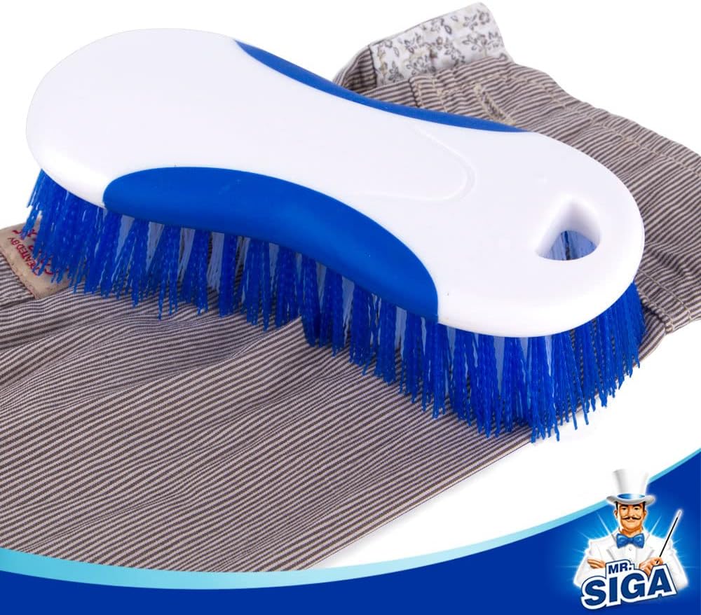 MR.SIGA Scrub Brush with TPR Side Grip – Safer Cleaning Tool for Seniors and Arthritis Sufferers