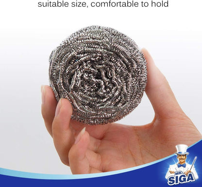 MR.SIGA Stainless Steel Scourer – One-Tool Cleaner for Minimalist Pantries and Less-Is-More Laundry Storage, 30g Each