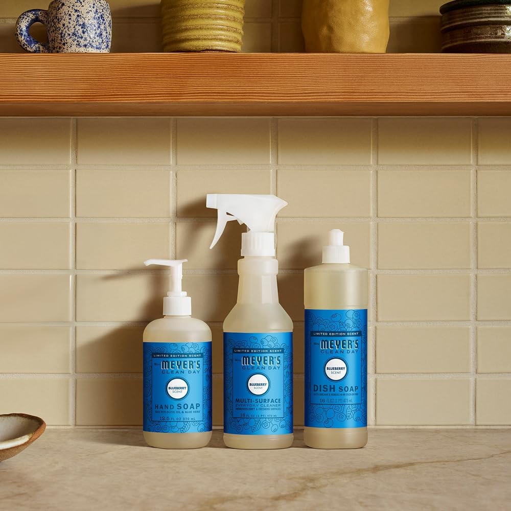 Mrs. MEYER'S Liquid Dish Soap Blueberry Scent – Uncluttered Pantry Essential, Free-From Formula