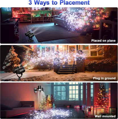 MuliVid Double-Head Snowflake Projector – Aesthetic Bedroom and Living Room Accent Light, 180° Rotatable for Custom Ambiance