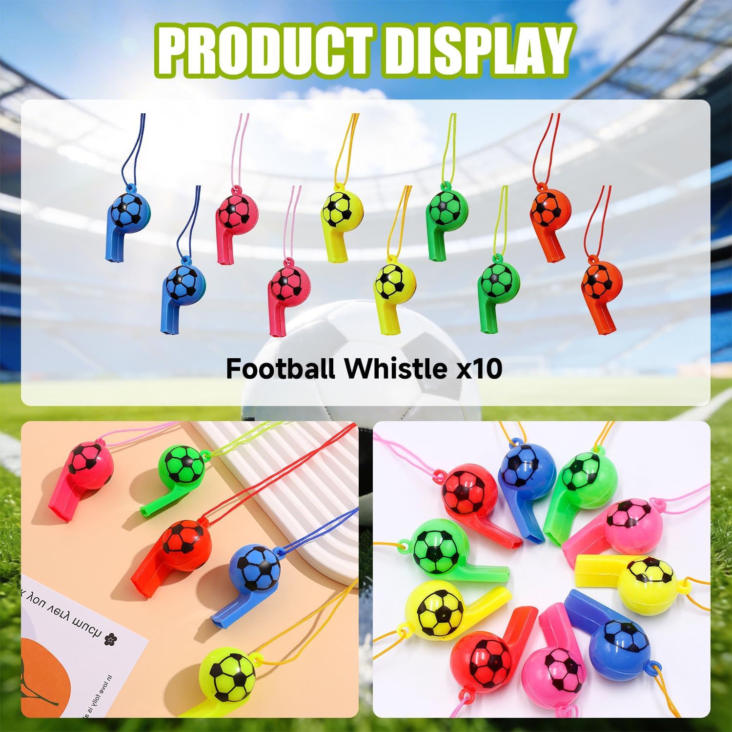 multi-item variety combining wearables (bracelets, keychains), play items (whistles), and decorative items (tattoos)