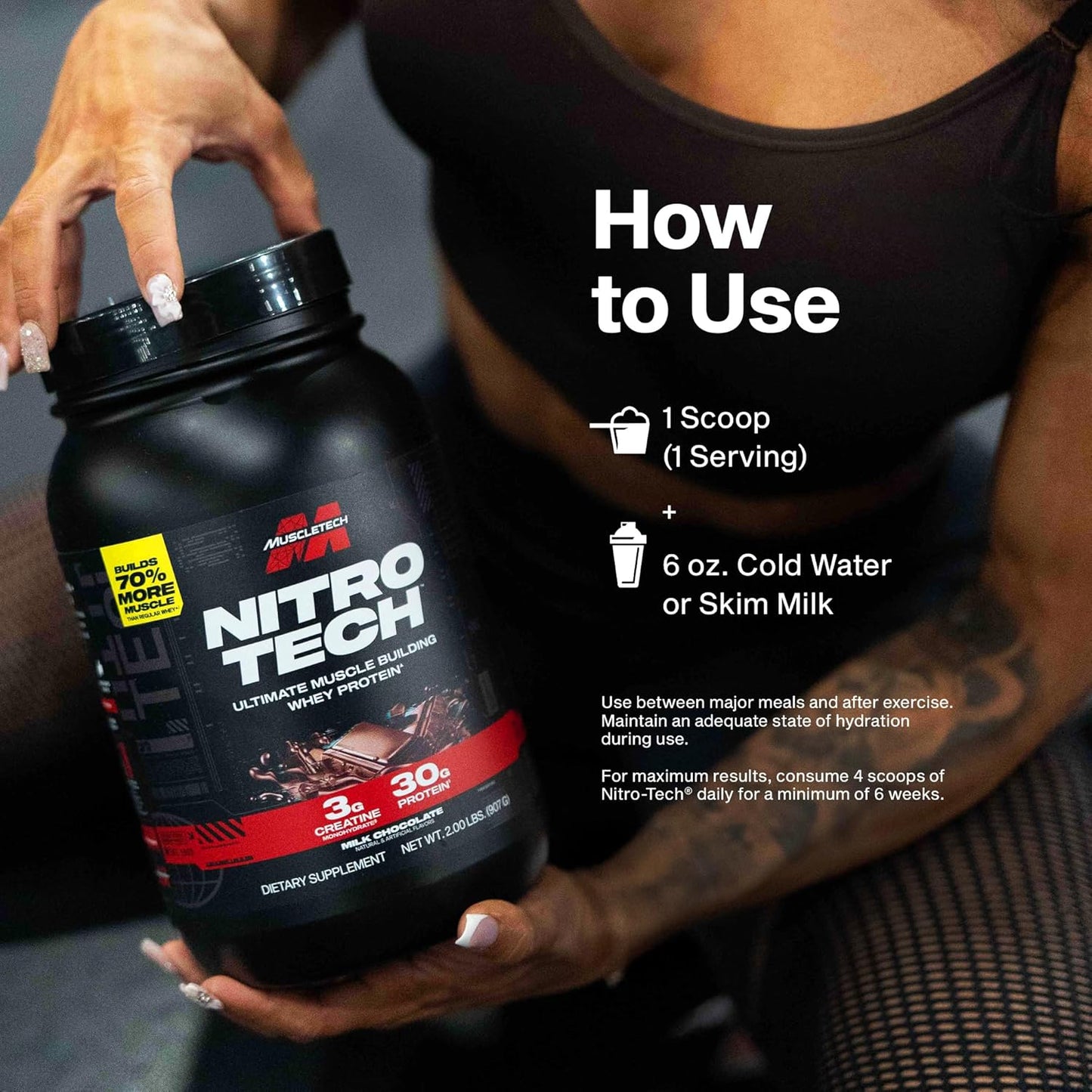 Muscletech Nitro-Tech Whey Protein Powder – Efficient Muscle Building Stack for High-Performance Schedules