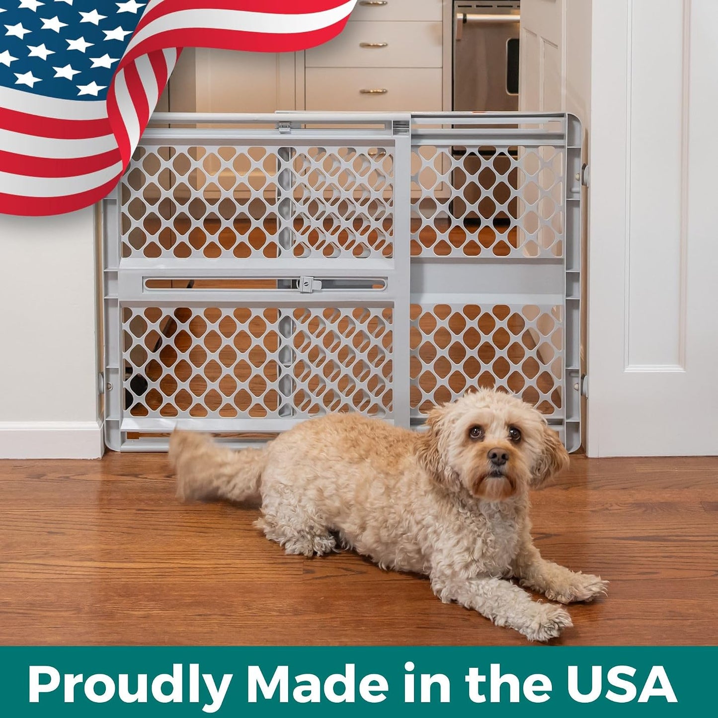 MYPET Universal Pet Gate – Simple Swing Gate for Studio Apartments and Small Spaces, Clutter-Free Gray Design