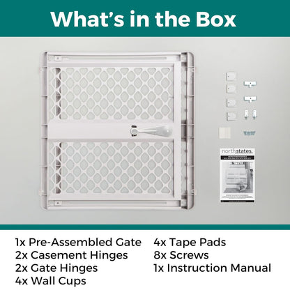 MYPET Universal Pet Gate – Simple Swing Gate for Studio Apartments and Small Spaces, Clutter-Free Gray Design