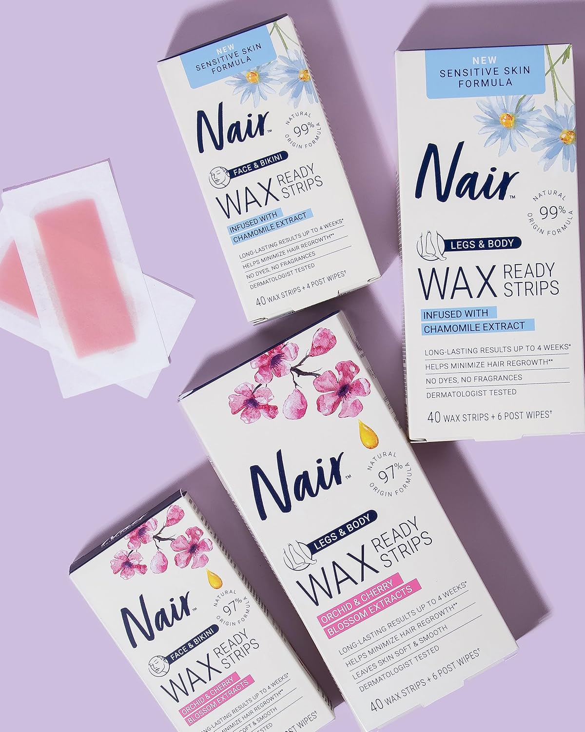 Nair Ready Wax Strips – Pampering Birthday Gift for Women, Sensitive Skin Hair Removal Set