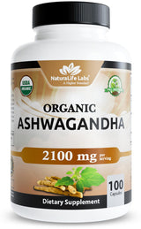 NaturaLife Labs USDA Organic Ashwagandha Capsules 2100 mg – Vegan Wellness Gift for the Plant-Based Loved One