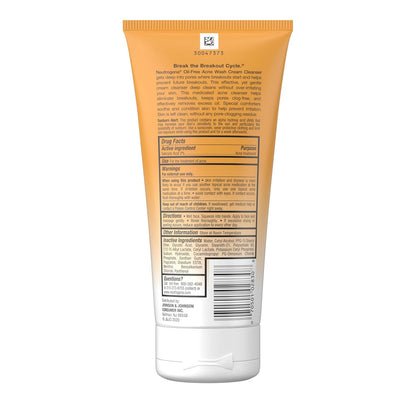 Neutrogena Oil-Free Acne Face Wash Cream Cleanser 2% Salicylic Acid – Gentle Family Acne Wash for Teen and Dorm Use