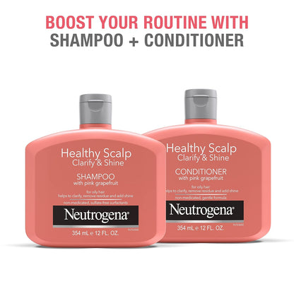 Neutrogena Pink Grapefruit Clarify & Shine Conditioner for Oily Scalp – Mindful Bath Night Reset for Adults Who Clarify Weekly