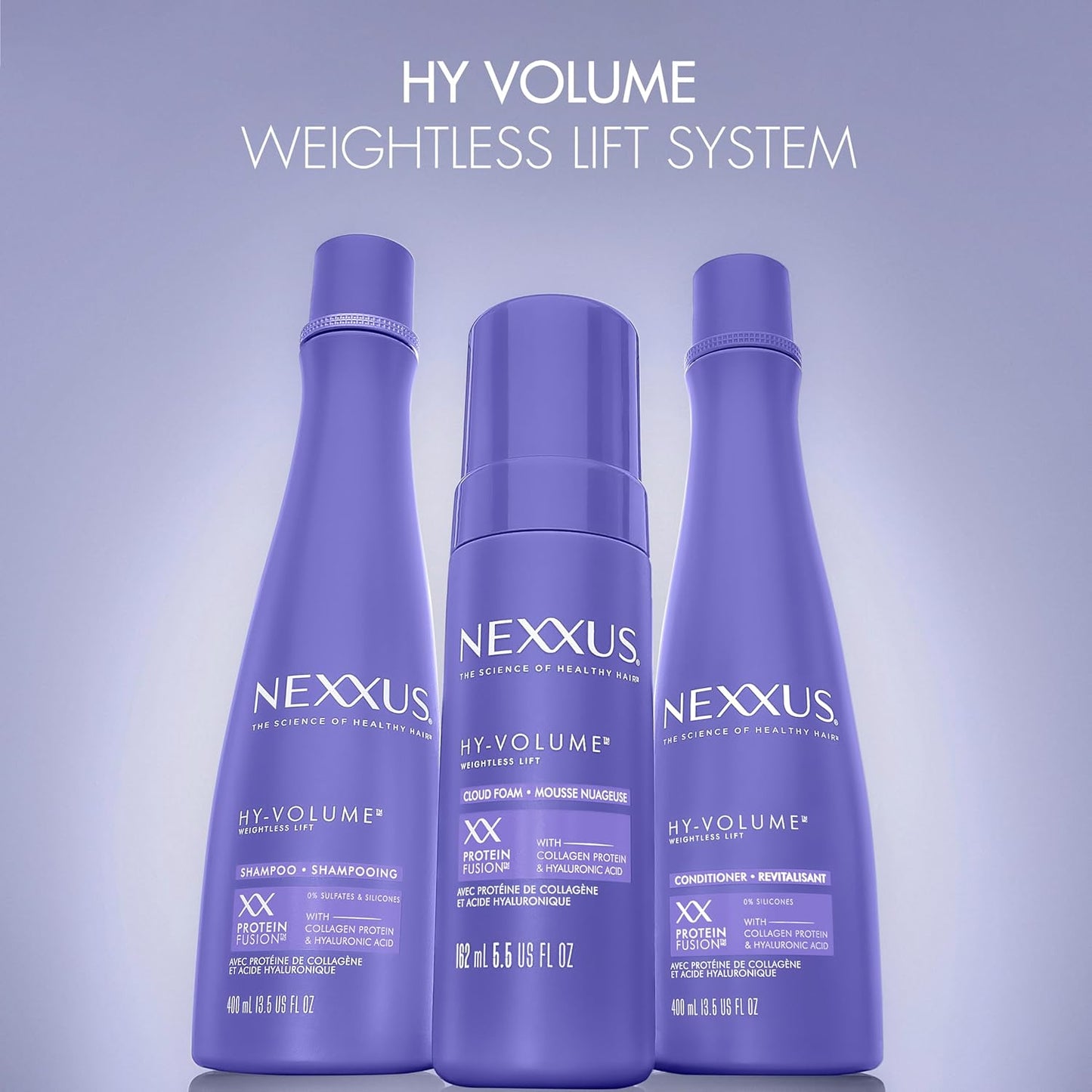 Nexxus Hy-Volume Cloud Foam Hair Foam – Effortless Daily Volume for Flat Hair, Alcohol-Free Lightweight Styling Foam 5.5 fl oz