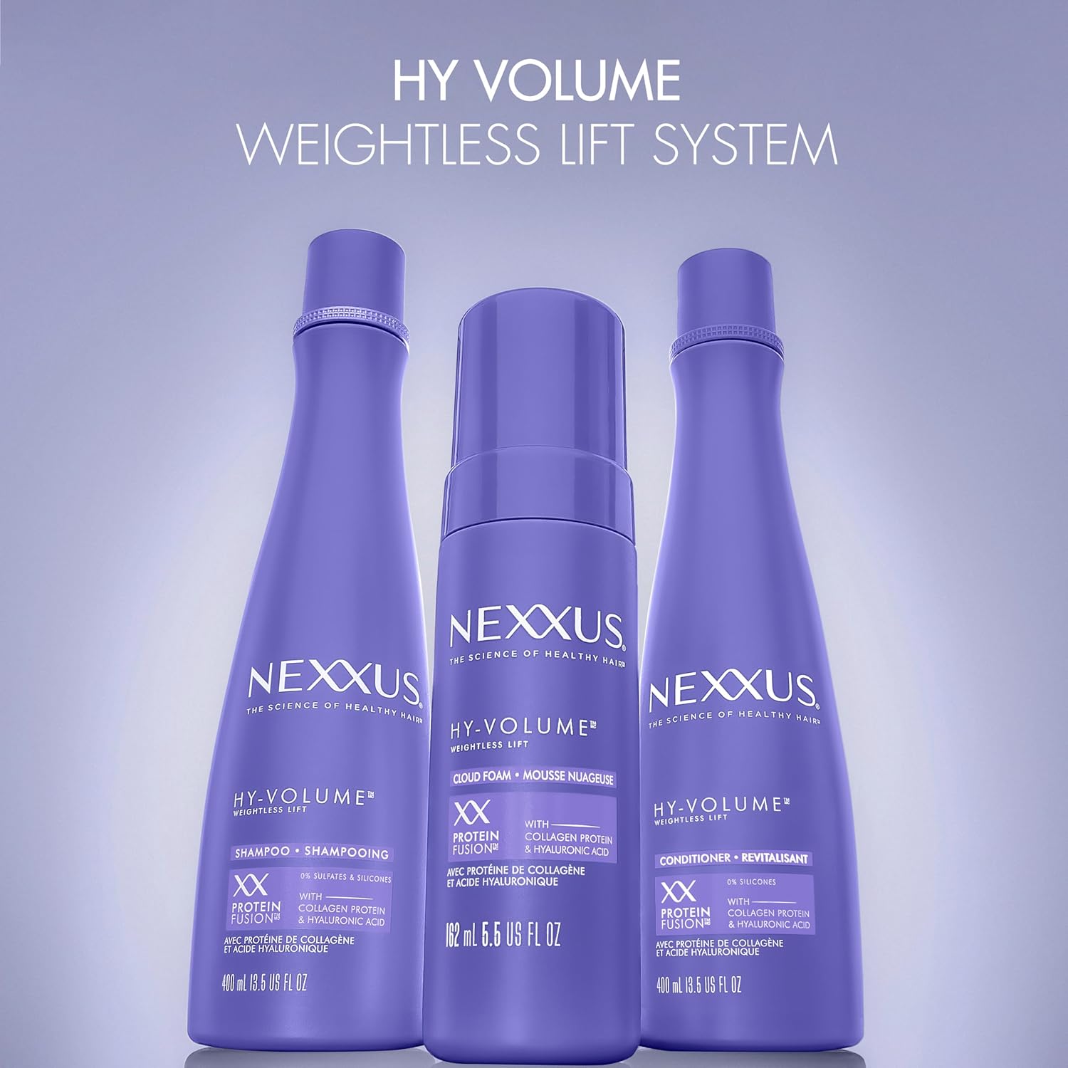 Nexxus Hy-Volume Cloud Foam Hair Foam – Effortless Daily Volume for Flat Hair, Alcohol-Free Lightweight Styling Foam 5.5 fl oz