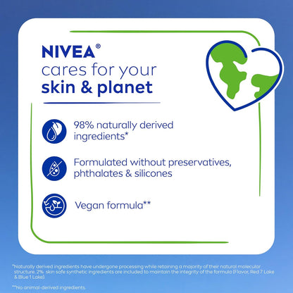 NIVEA 3-in-1 Lip Care – Preservative-Free Vegan Lip Balm for Allergy-Prone Users, Cherry Tint