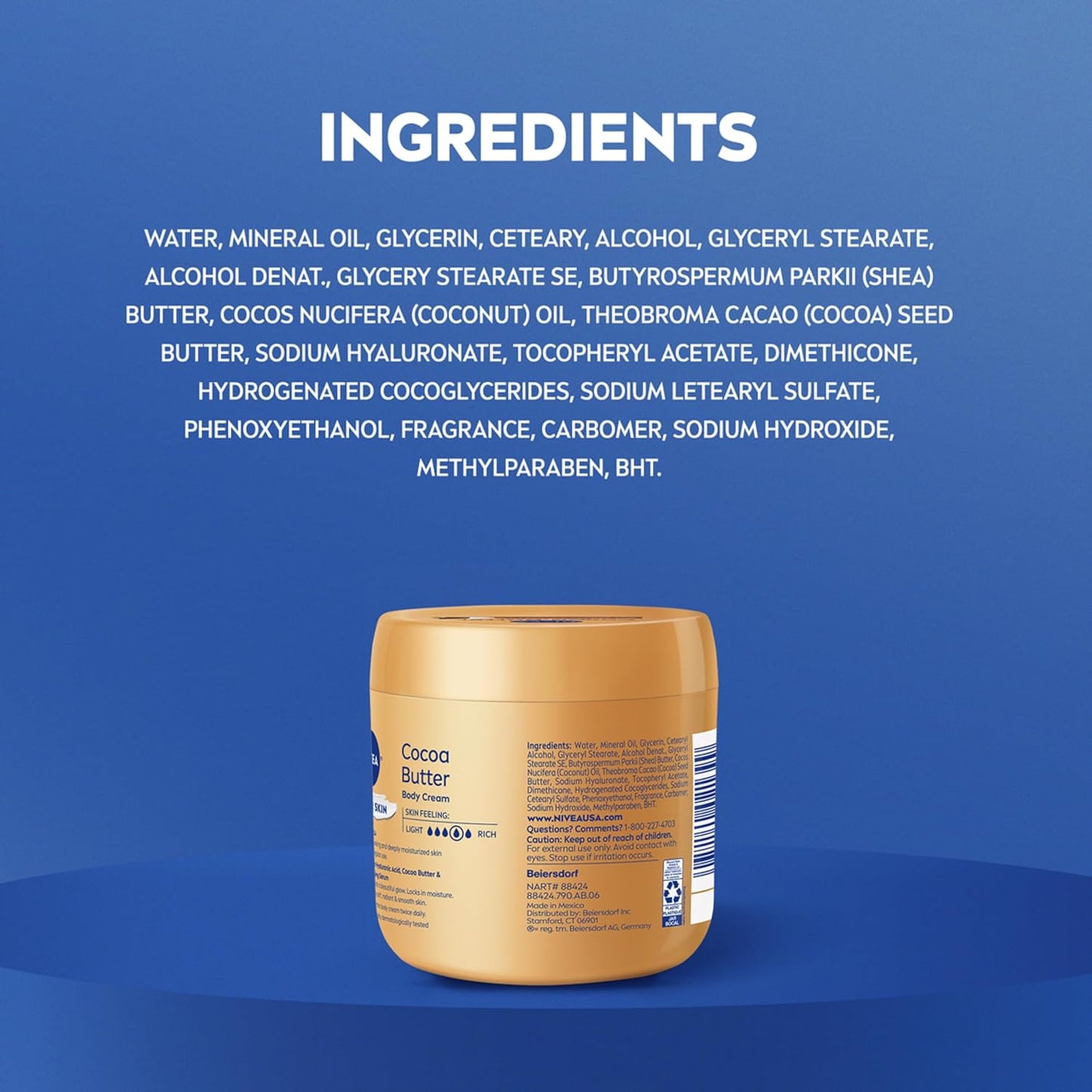 NIVEA Cocoa Butter Body Cream with Deep Nourishing Serum – Lightly Fragranced Body Cream for Stress-Relief Evenings, 16 Ounce Jar