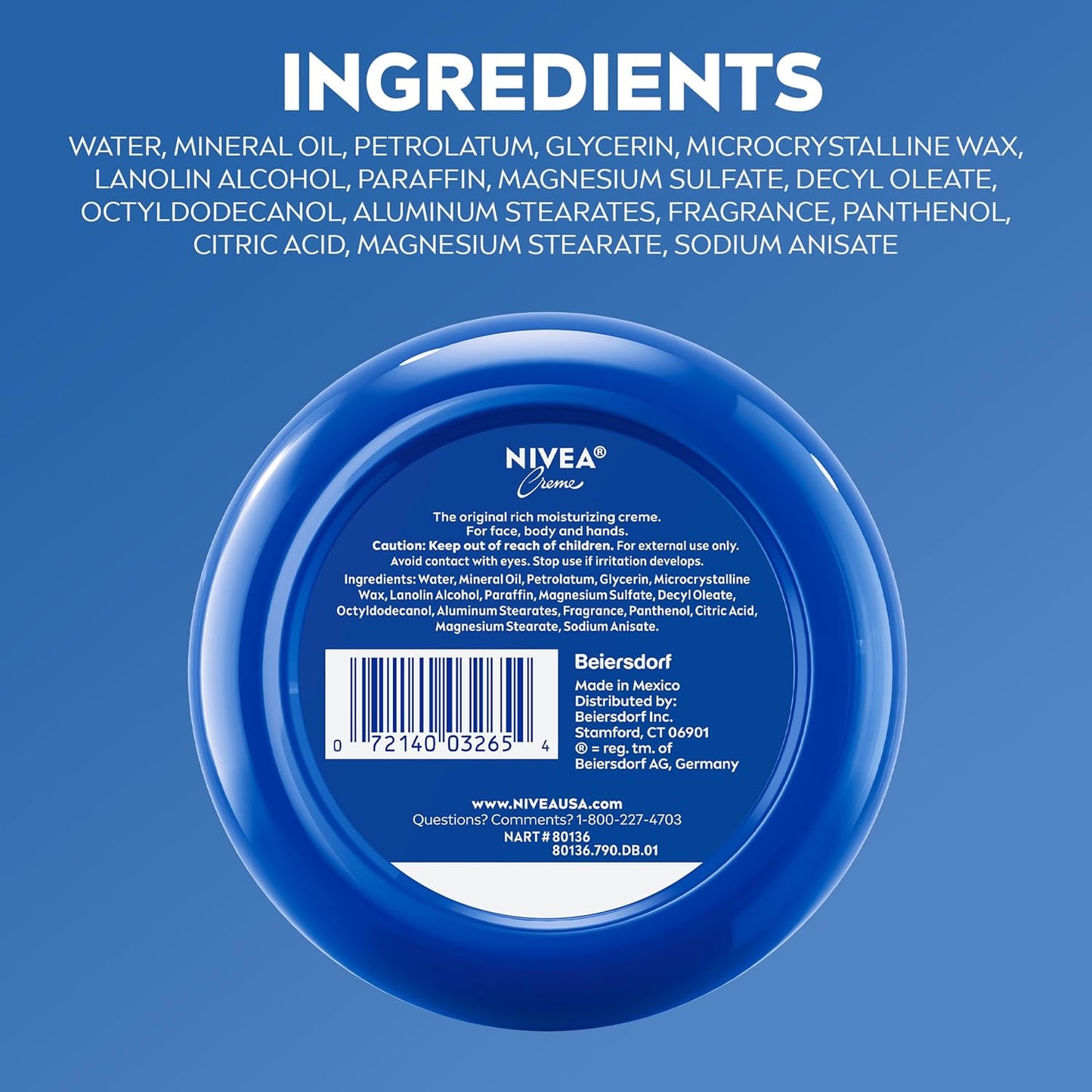 NIVEA Creme All-Skin-Type Body Cream – Clutter-Free Skincare for Capsule Bathrooms, 16 Oz Jar