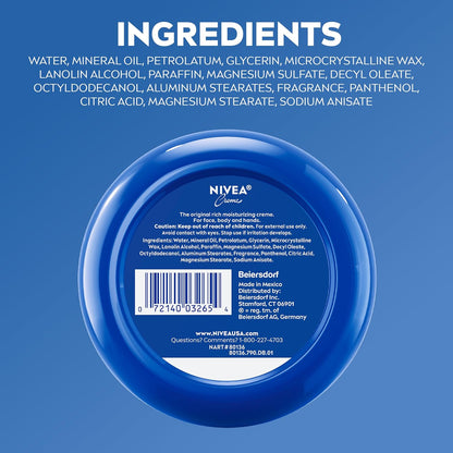 NIVEA Creme All-Skin-Type Body Cream – Clutter-Free Skincare for Capsule Bathrooms, 16 Oz Jar