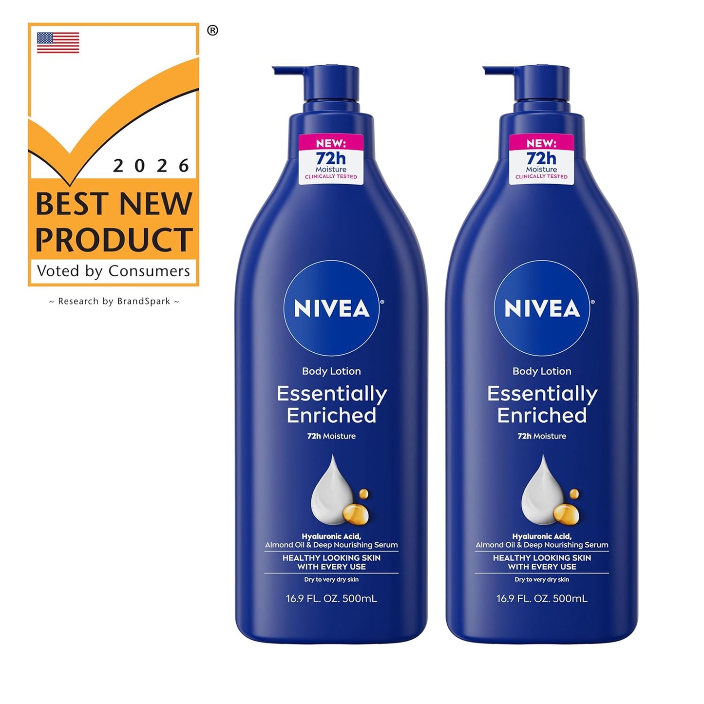NIVEA Essentially Enriched Body Lotion 72-Hour Moisturizing – Non-Greasy Daily Hydration for Mindful Bathroom and Bedroom Rituals