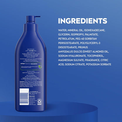 NIVEA Essentially Enriched Body Lotion 72-Hour Moisturizing – Non-Greasy Daily Hydration for Mindful Bathroom and Bedroom Rituals
