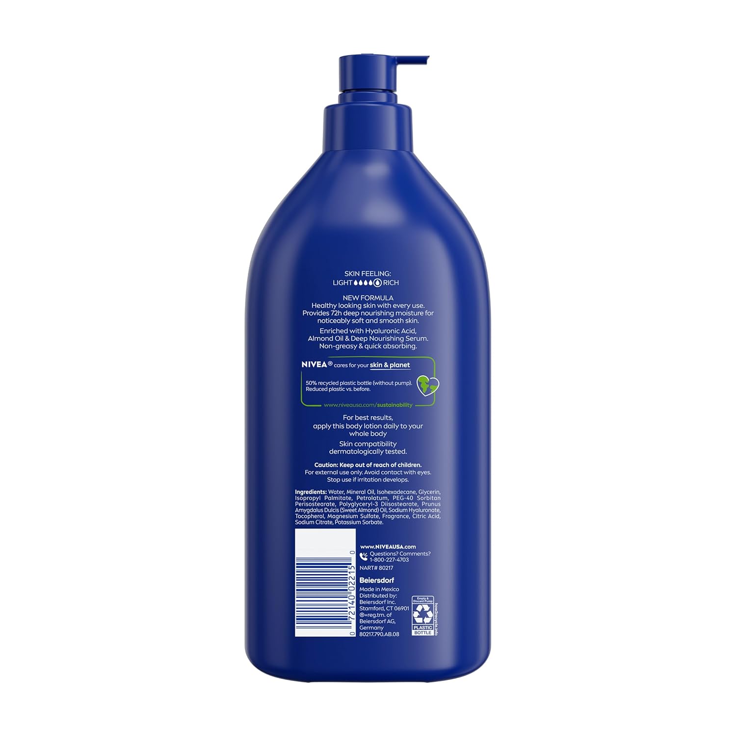 NIVEA Essentially Enriched Body Lotion for Very Dry Skin, Gentle Non-Greasy Formula for Sensitive Skin and Reactive Users, 33.8 Fl Oz Value Size Pump