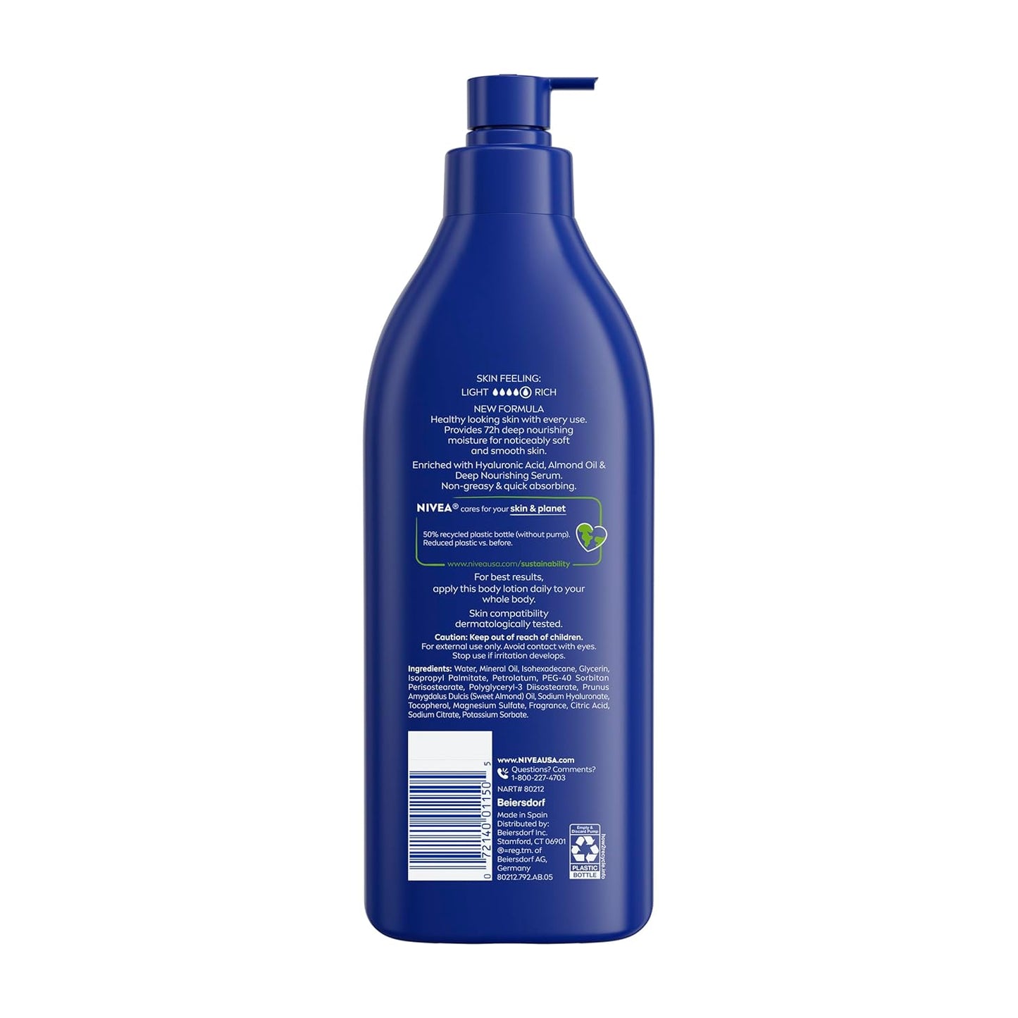 NIVEA Essentially Enriched Body Lotion with Almond Oil and Deep Nourishing Serum, Eco-Conscious Daily Hydration in Recycled Packaging, 16.9 Fl Oz