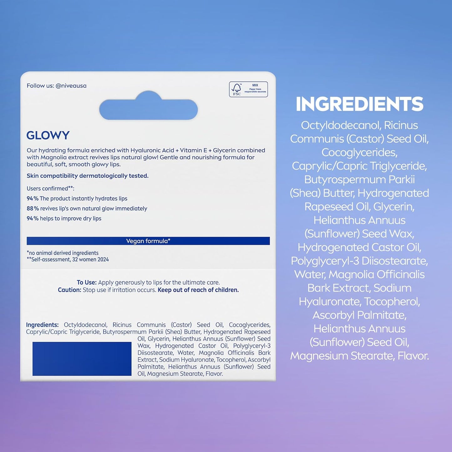 NIVEA Glowy Lips Hyaluronic Acid Lip Balm – Home Office Companion for Quick Lip Refresh Between Calls, 0.35 Fl Oz