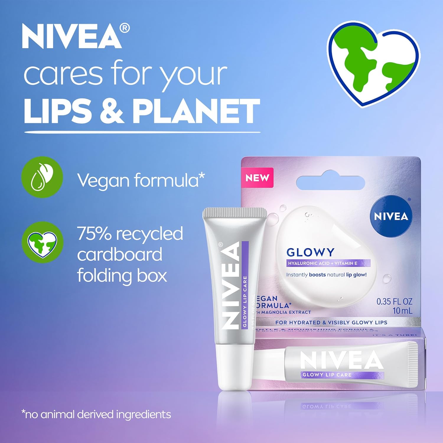 NIVEA Glowy Lips Hyaluronic Acid Lip Balm – Home Office Companion for Quick Lip Refresh Between Calls, 0.35 Fl Oz