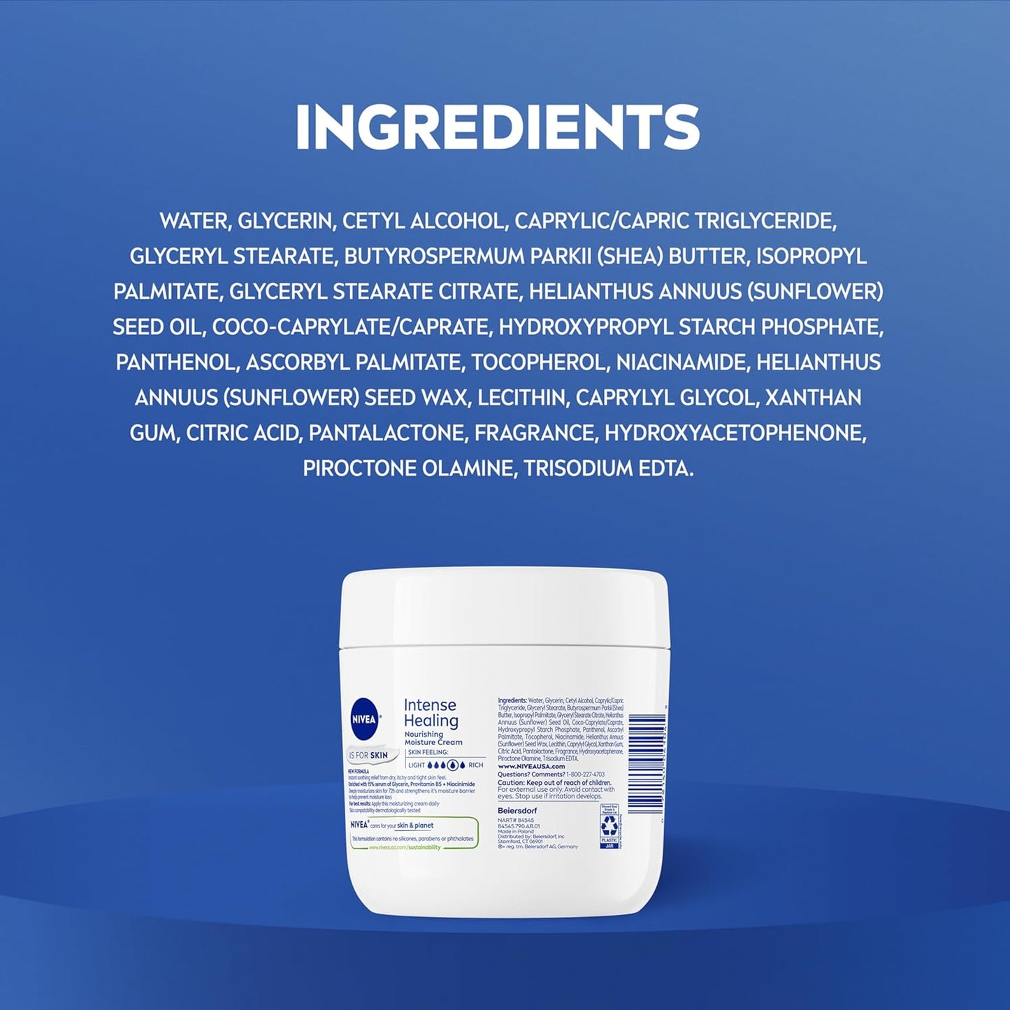 NIVEA Intense Healing Body Cream – Linen Closet Essential for Whole-Family Dry Skin Care, 13.5 Oz