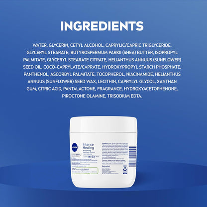 NIVEA Intense Healing Body Cream – Linen Closet Essential for Whole-Family Dry Skin Care, 13.5 Oz