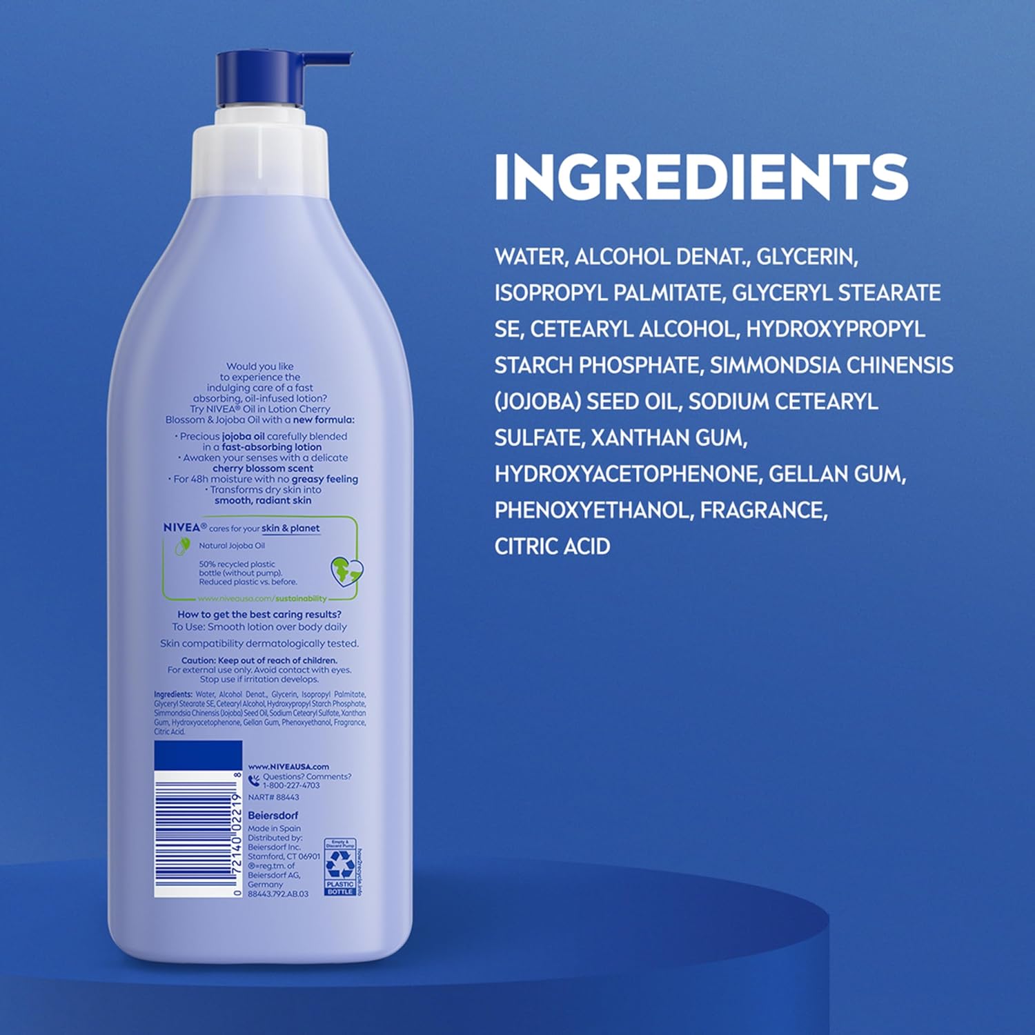 NIVEA Jojoba Oil Body Lotion – Spa-Like Moisturizing Lotion for Bedtime Wind-Down, Fast-Absorbing 16.9 Fl Oz Pump