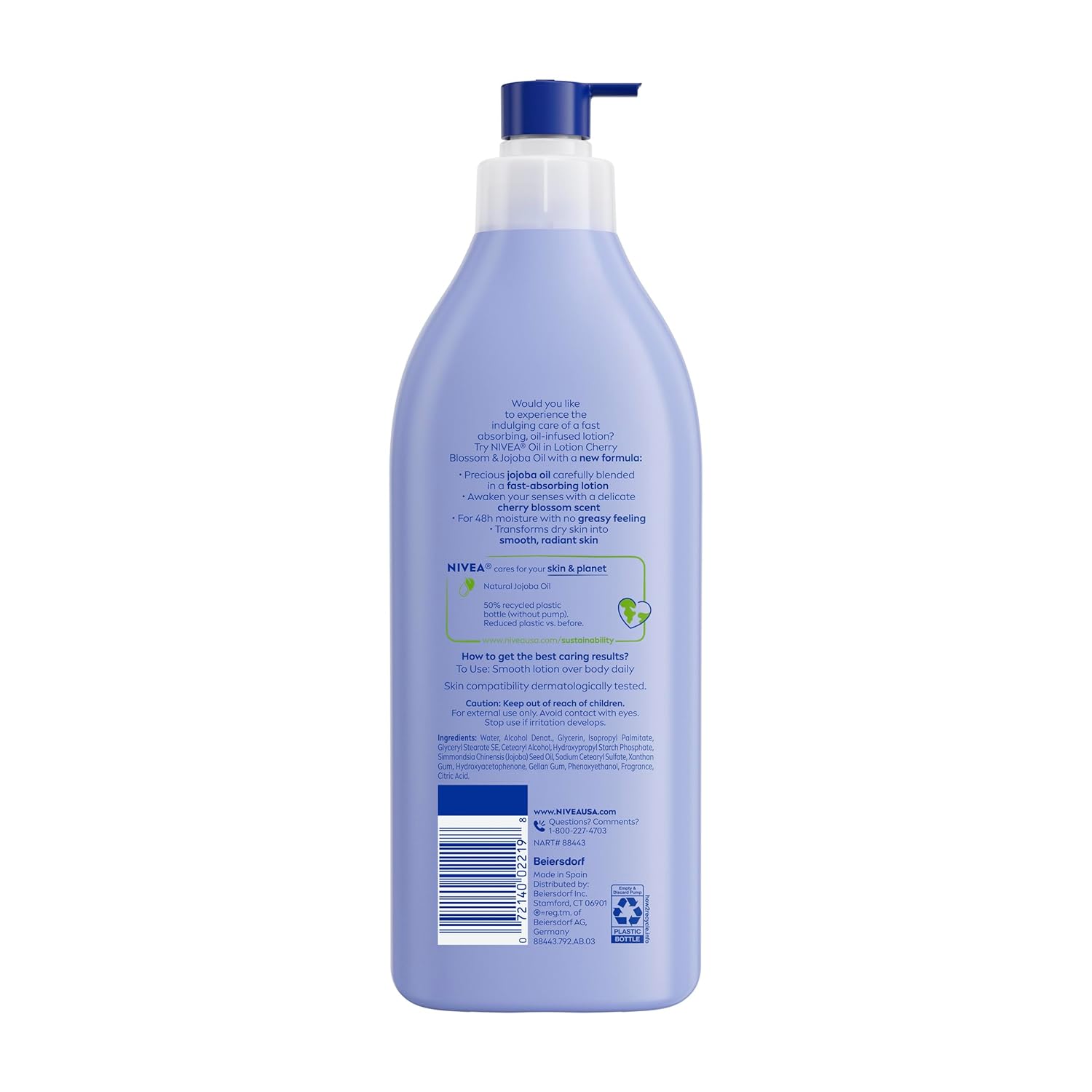 NIVEA Jojoba Oil Body Lotion – Spa-Like Moisturizing Lotion for Bedtime Wind-Down, Fast-Absorbing 16.9 Fl Oz Pump